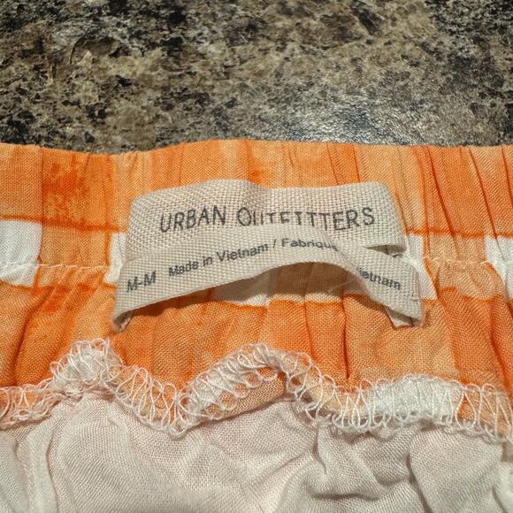 Urban Outfitters Skirt Pleated Mini Gingham Preppy Retro Button Up Orange Medium - Picture 2 of 6